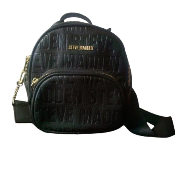 Steve Madden Women's Embossed PLeather Logo Mini Backpack Purse Black One Size - Picture 3 of 6